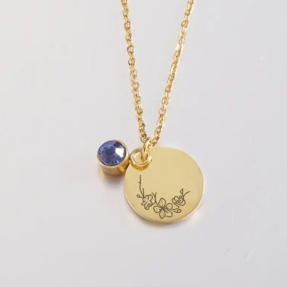 March Antique Gold Tone Birth Flower Charm Necklace NWT